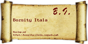 Bozsity Itala névjegykártya